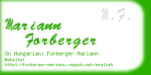 mariann forberger business card